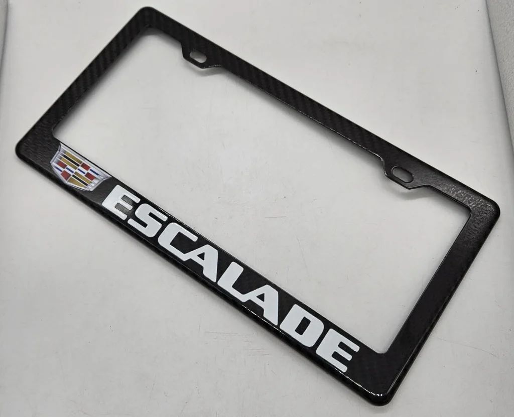 BRAND NEW ESCALADE 100% Real Carbon Fiber License Plate Frame Tag Cover Original 3K