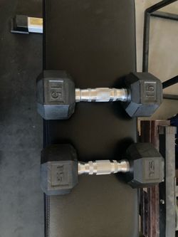 Set of 15 pound hex dumbbells