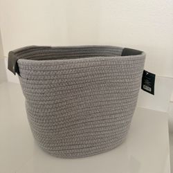 2- Two Gray Rope Baskets Storage 