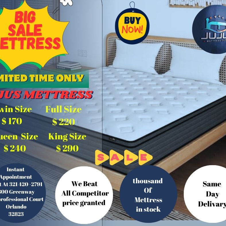 🔥🔥TWIN,FULL,QUEEN AND KING MATTRESS STARTING AT $150‼️A SET BEST PRICE IN TOWN BEST PRICE ON  BRAND NEW PLUSH TOP MATTRESS ORTHOPEDIC 🔥🔥