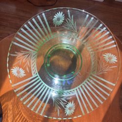 Green Center Piece Footed Bowl