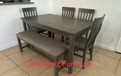 Dining table set with bench