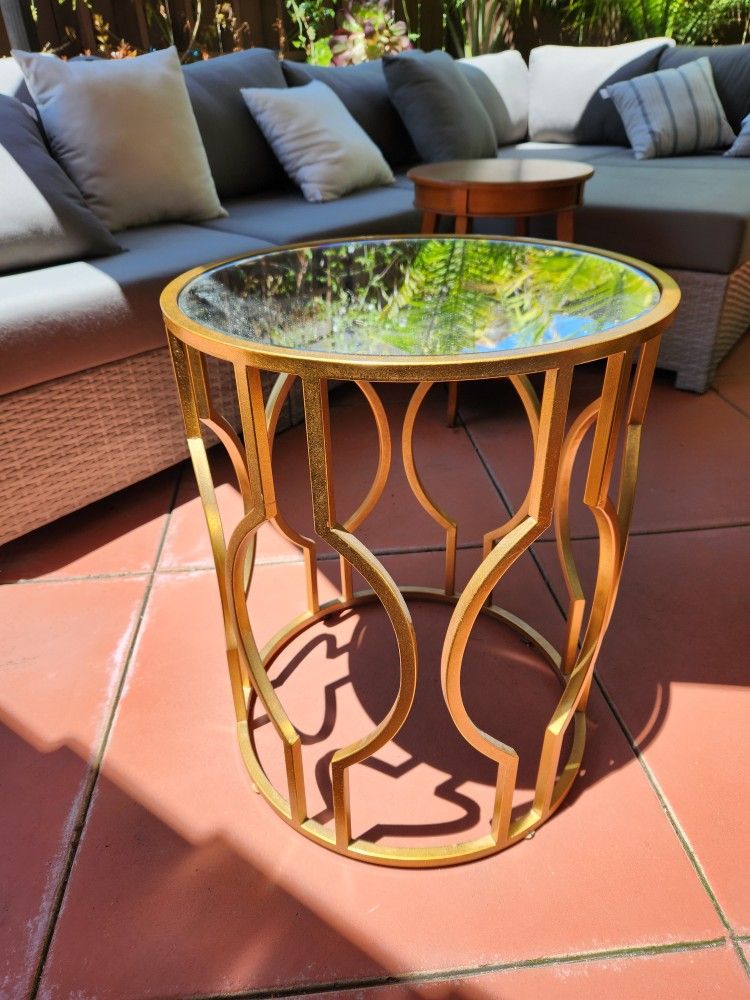 Gold Modern Mirror Top Side Table