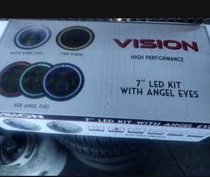 Pair Of 7" LED Headlights, Fits Jeeps, Harley Davidson Motorcycles, Other Cars