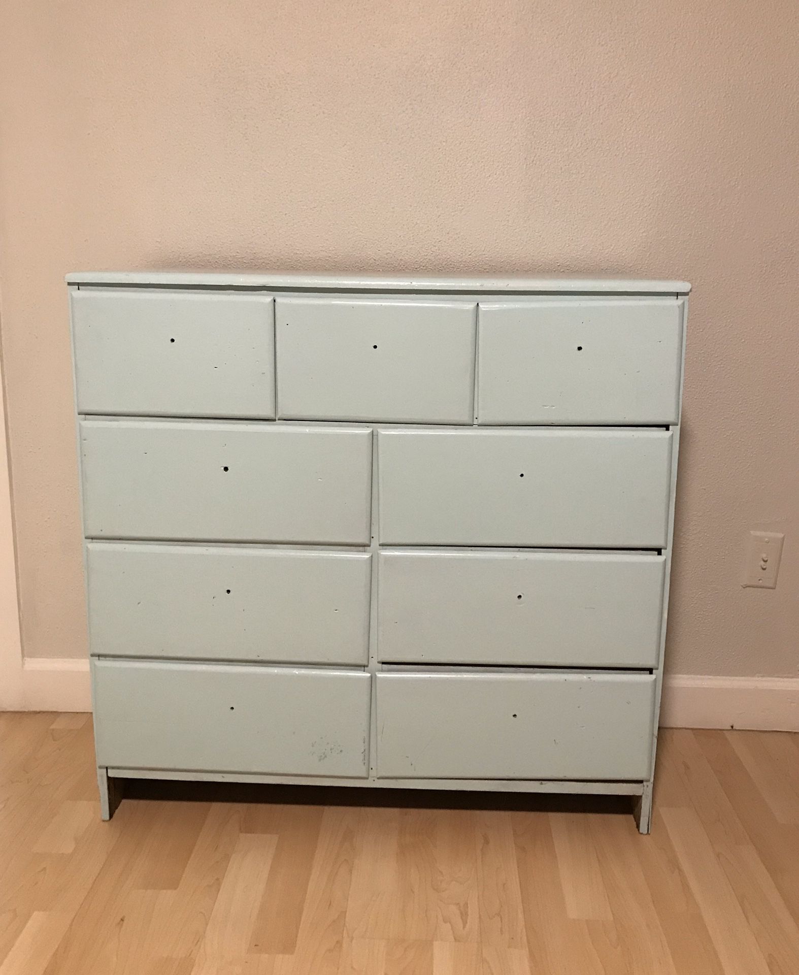 Real wood dresser mint Blue 9 drawers