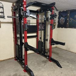 PRO SERIES Ultimate 3-1 Half Rack Functional Trainer w/Smith Machine Bar | 400lb Stack | Gym Equipment | Fitness | Commercial | Squat Rack