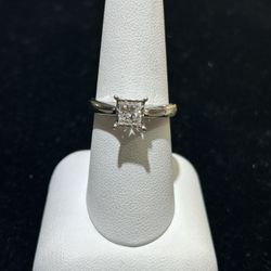 10K WG .74 Princess I2 H Solitaire Ring 