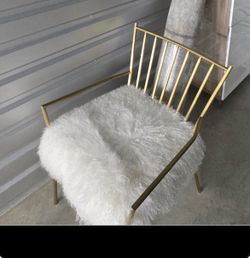 TOV Lena Genuine White Sheepskin Gold Accent Chair – TOV-A66 $500