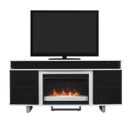 Enterprise White infrared media electric Fireplace w/ Bluetooth speakers and remote