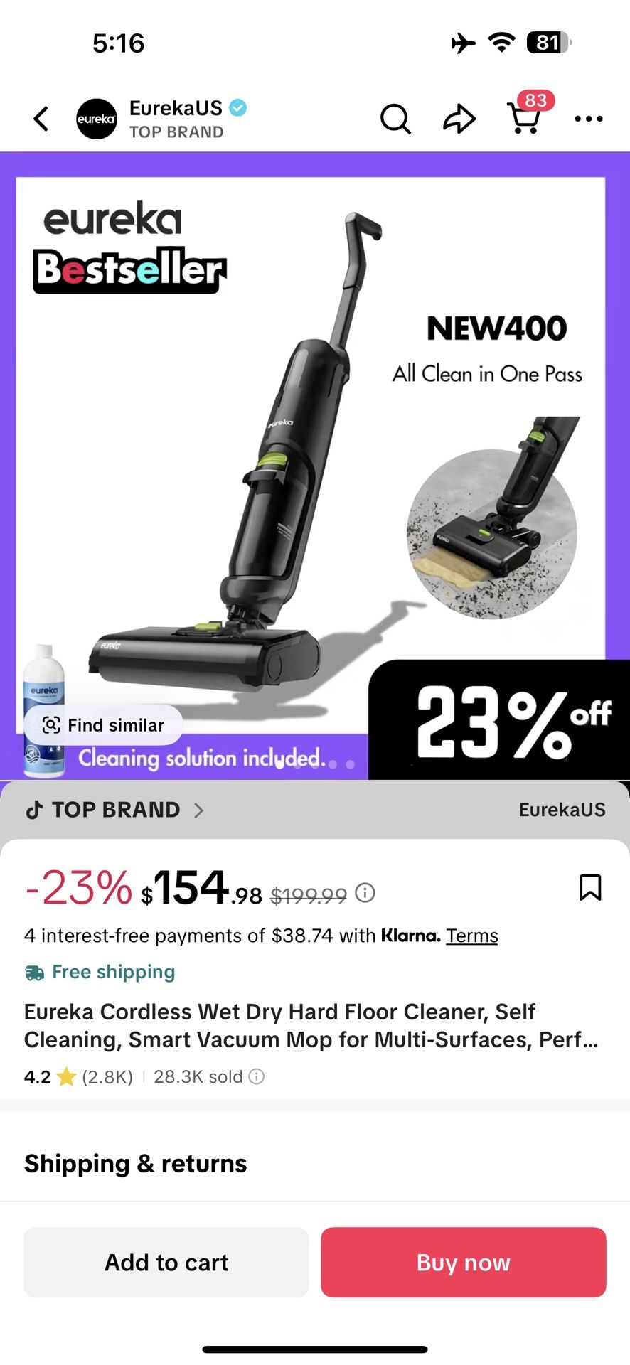 Eureka Vacuum & Mop Self Cleaning 