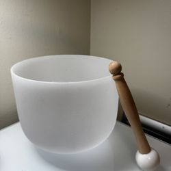8 Inch Frosted Quartz Crystal Singing Bowl with Mallet