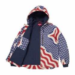 Supreme Flag Quilted Hooded Work Jacket Multicolor' (size: small)