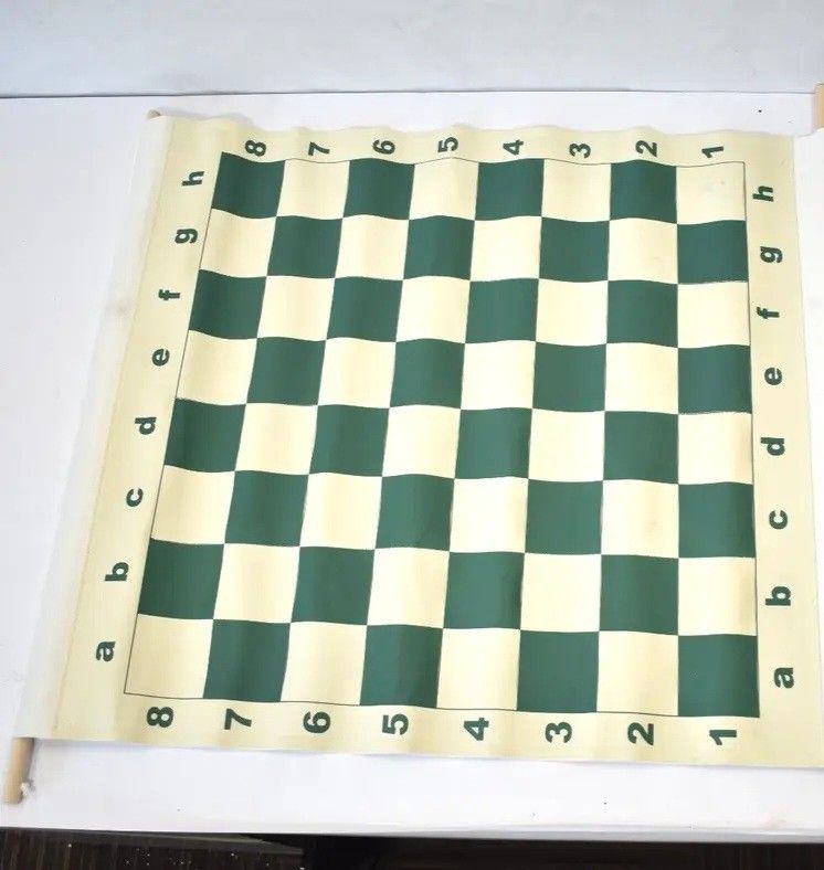 Rolled Out Forest Green Vinyl Chess Board 25"×25" Squares Canvas Chess Game