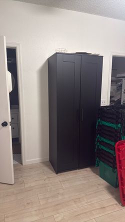 Black Two-Door Wardrobe Cabinet