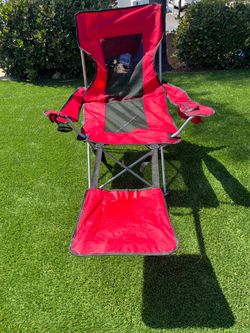 Reclining Folding Camping Chair with Footrest & Cup Holder