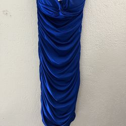 Size Small. Royal Blue Tube Ruched Dress.