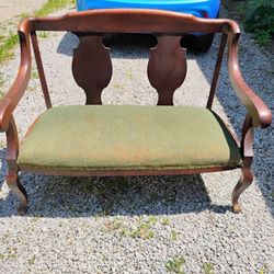 Victorian Red Mahogany Upholstered Settee Bench