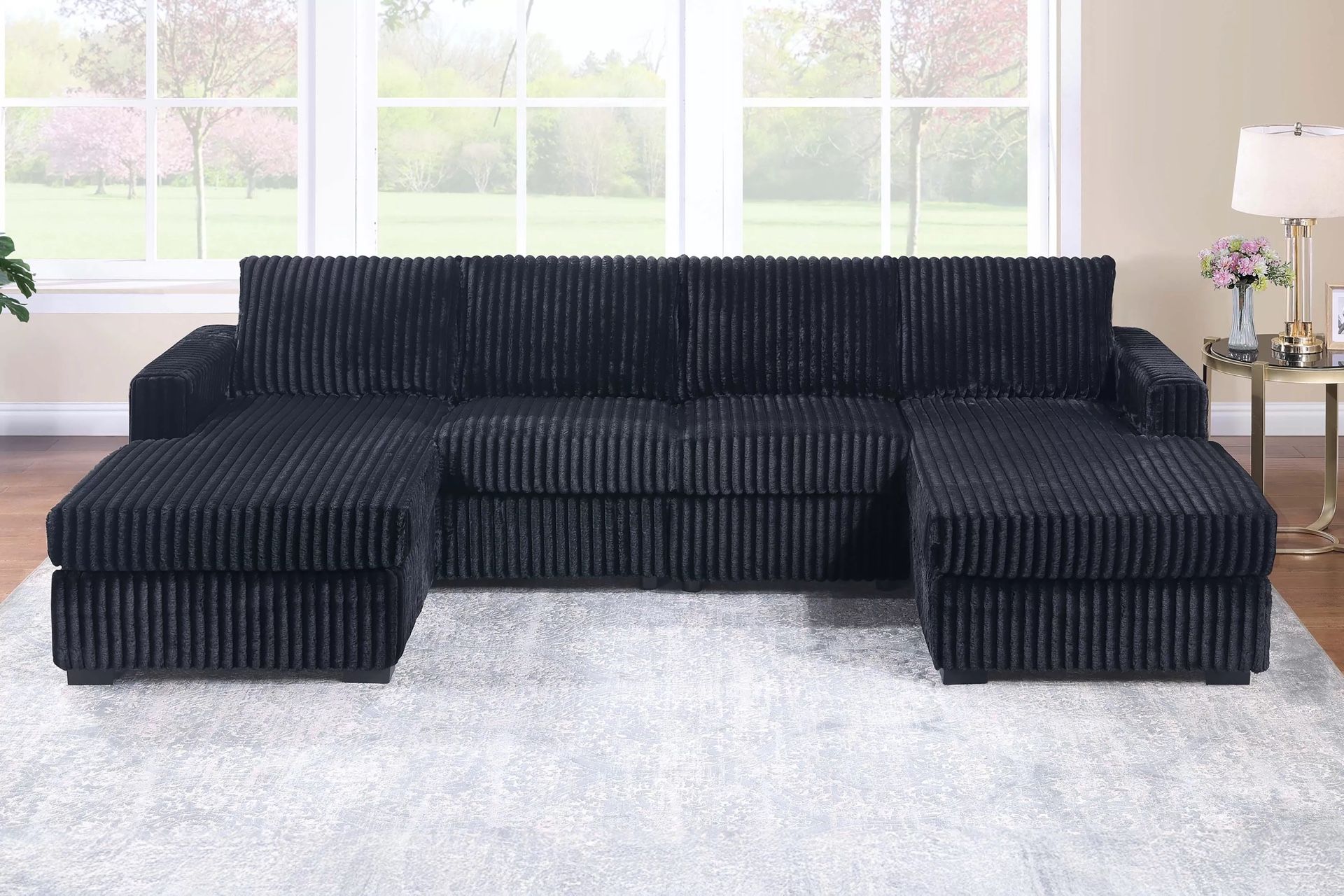 New Corduroy Sectional Couch 118x59’ ! Free Delivery 🚚! Free Assembly!