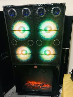 Equipo con cuatro bocinas de 10” y chimenea // Bluetooth speaker with four 10” subwoofer and fireplace