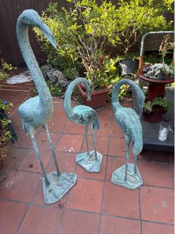 Nifao Statue’s. Bronze , 3 Crane set.