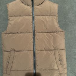 Brown Men Puffer Vest 