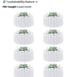 90 Inch Round Tablecloth White, 8 Pack
