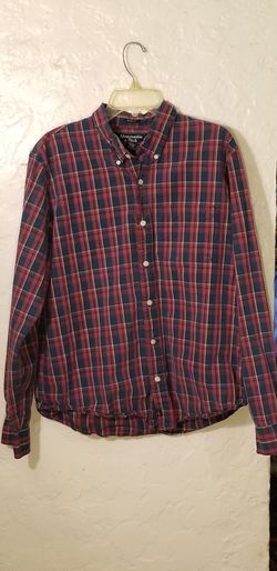 Abercrombie & Fitch Mens Blue/Red Plaid Muscle Button Down Shirt Size Large