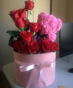 Rose Bear and flower arrangement