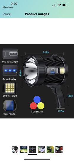 FRCOLOR LED Searchlight Rechargeable Side Light Handheld