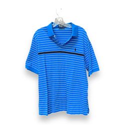 POLO RALPH LAUREN Polo Golf Shirt Men's Large Blue Striped Moisture Management