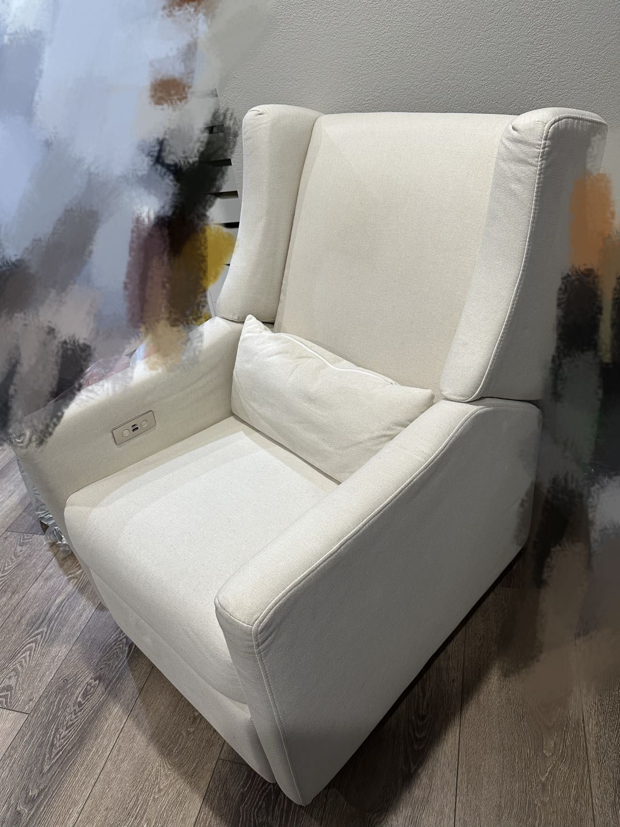 Babyletto Kiwi cream nursery power glider recliner with USB port