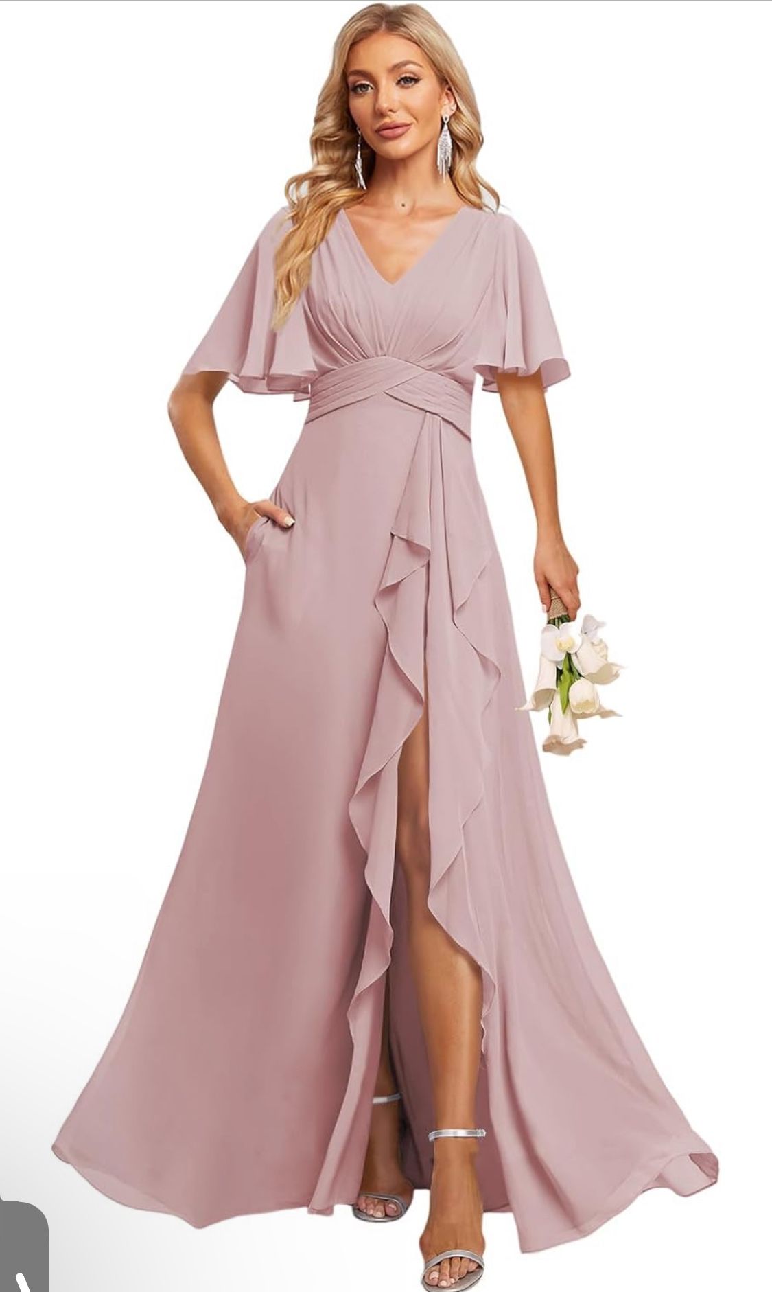 Prom Bridesmaids Formal Party Long Dress Pink