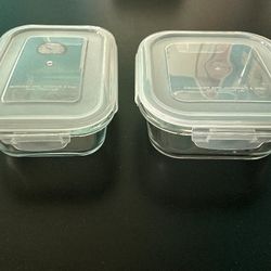 Glass Food Storage Containers Set Of 2 – Lids Included