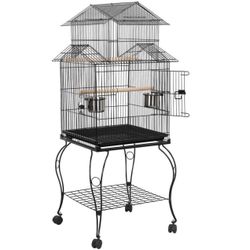 Large Parrots Bird Home House Cage With Removable Rolling Stand 