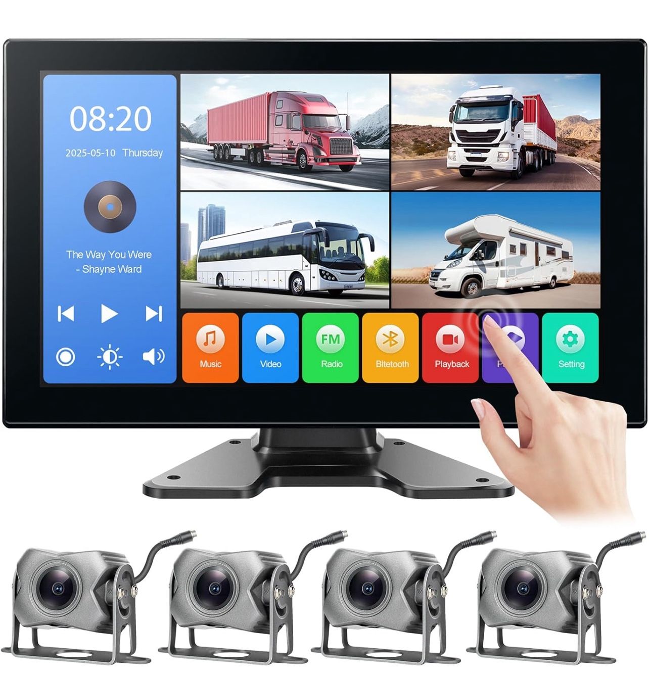 Touch Monitor 4-Channel 1080P Backup Camera