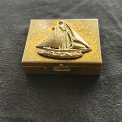 Vintage Brass Trinket / Jewelry Box – Sailboat Design