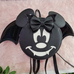 Disney LoungeFly Minnie Mouse Bat Backpack purse glow in dark