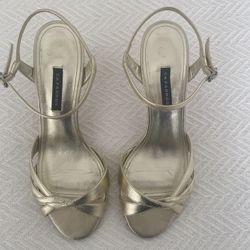 Caparros Gold Strappy Heals 7.5