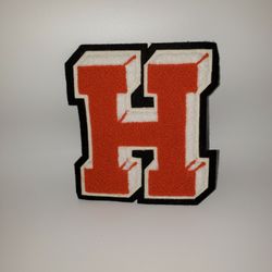 Varsity patch letter H orange and Black 