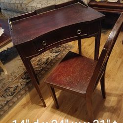 Vintage Wooden Desk And Chair