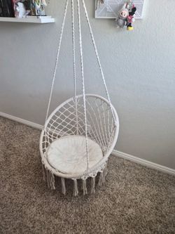 Hammock Chair, Hanging Swing with Macrame and Cushion,  Rope Chair