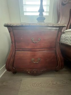 REAL HARDWOOD w/ Marble on top - Nightstand