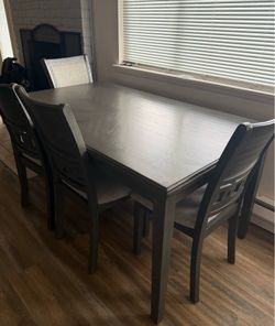 Modern Dark Wood Dining Table Set with Matching Chairs