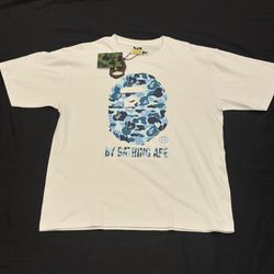 Light blue camo bape shirt