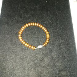 Bronze Pearl Bracelet with Sterling Silver Clasp 