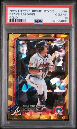 2025 TOPPS CHROME SAPPHIRE UPDATE SERIES GOLD #88 DRAKE BALDWIN 42/50 PSA 10