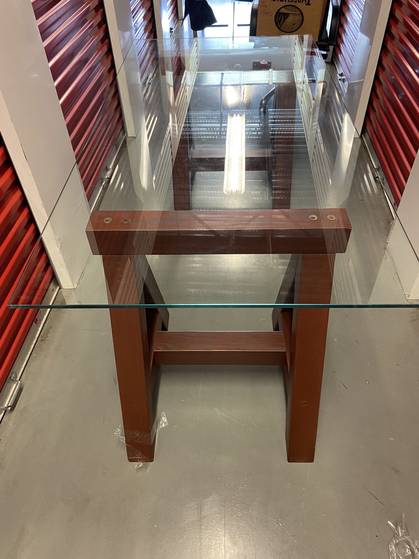 Glass Sawhorse Table