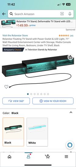 Television Stand 71” Wall Mount Led Color Changing