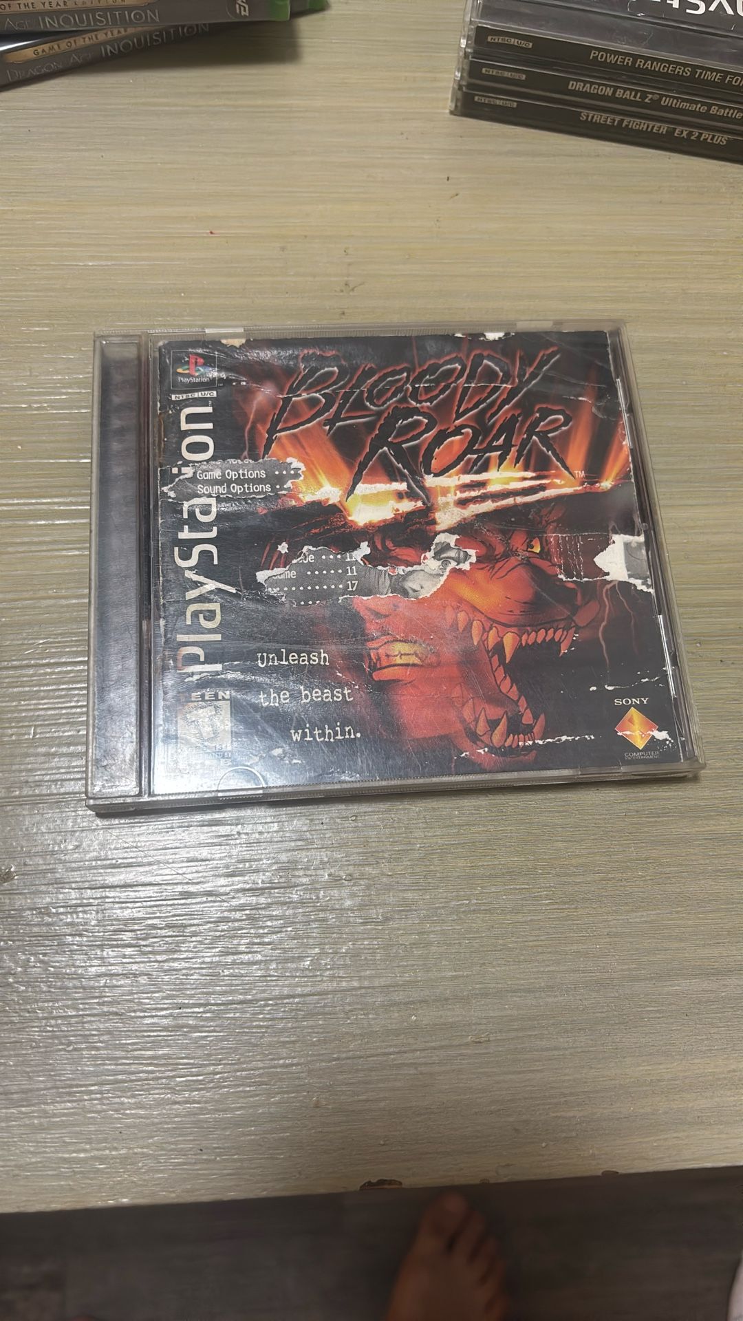 BLOODY ROAR 1998 Authentic PS1 Black Label Tested. Manual Damaged Disc Scratched But Works