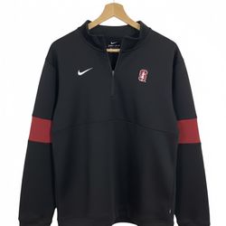 NIKE Dri-FIT Stanford Cardinal Quarter Zip Pullover Jacket Black Red XL